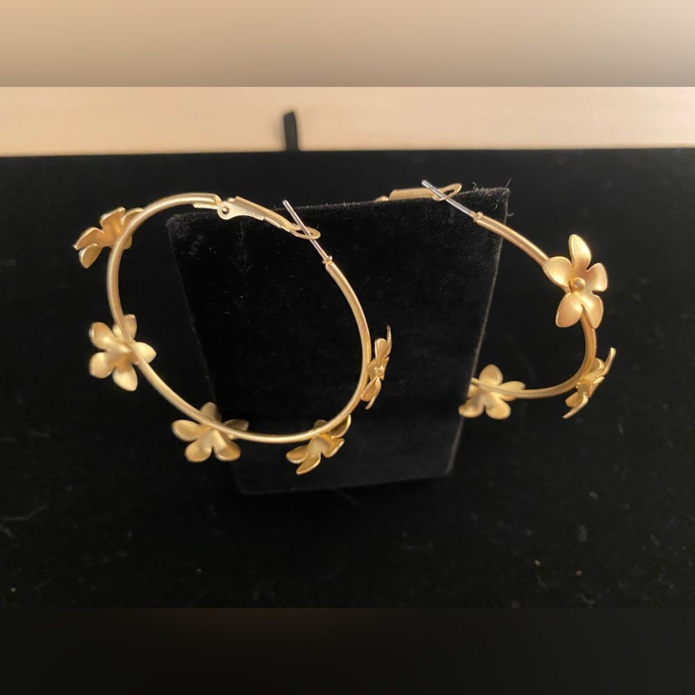 Flower Power Boho Gold Hoop Earrings